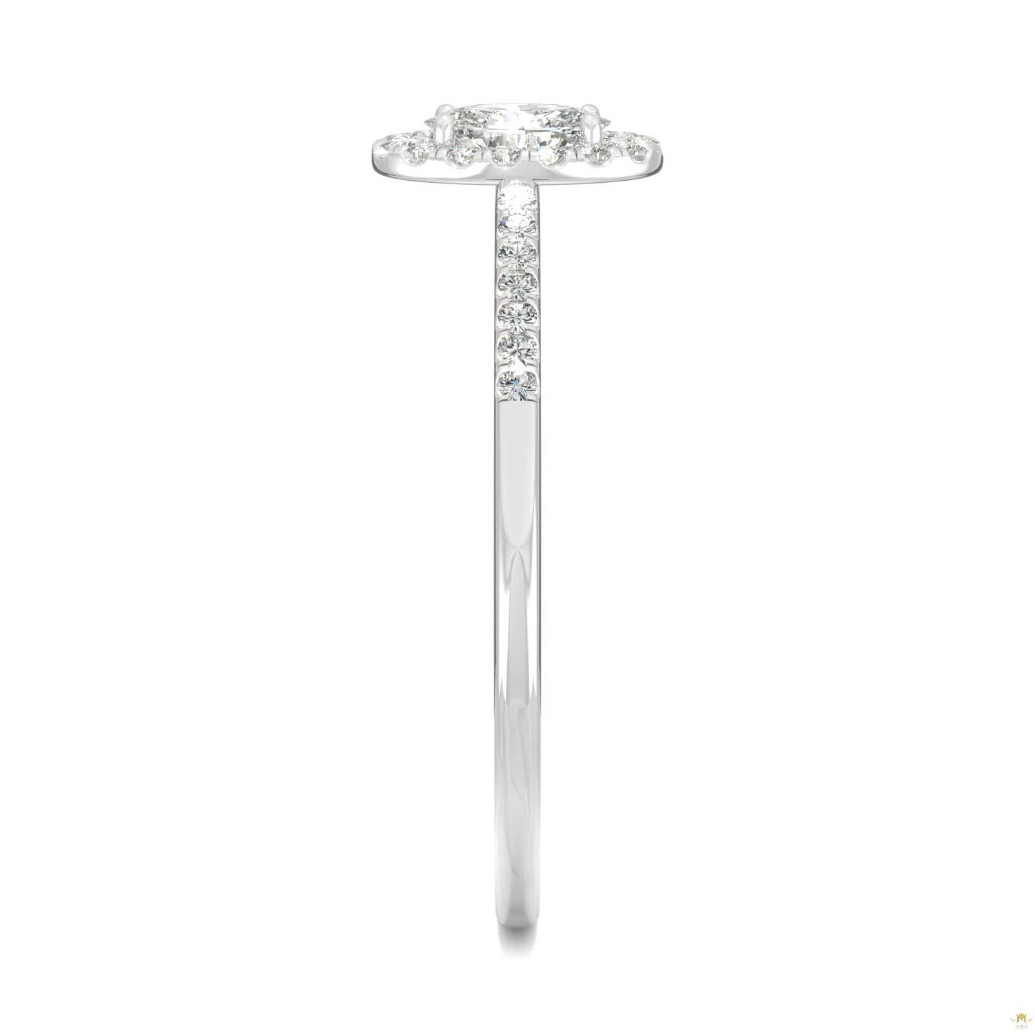 0.41 CTW   Oval Moissanite Halo Ring in 14K White Gold