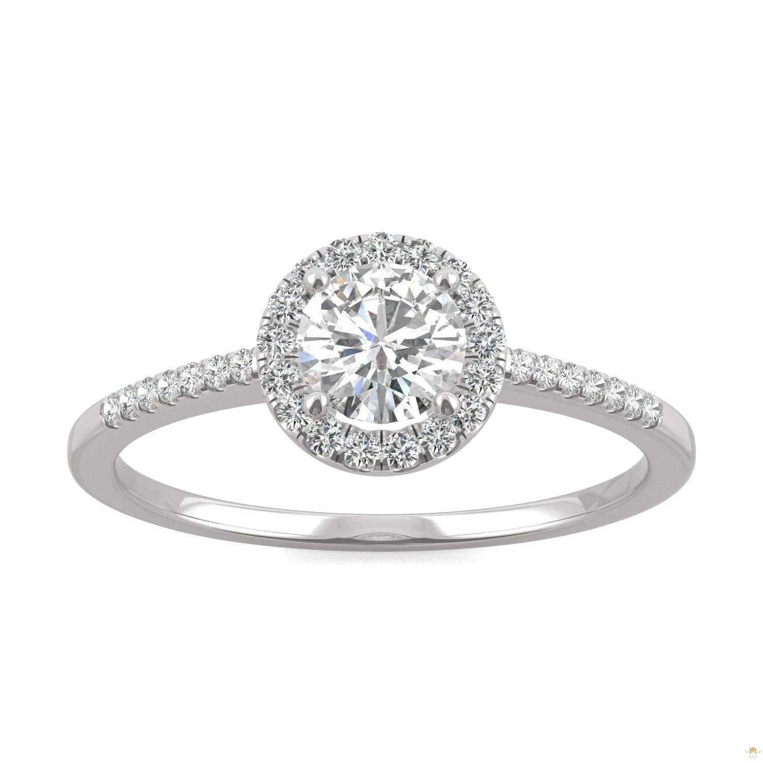 0.66 CTW   Round Moissanite Engagement Ring in 14K White Gold