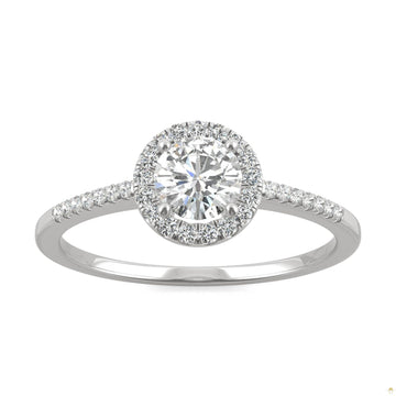 0.66 CTW   Round Moissanite Engagement Ring in 14K White Gold