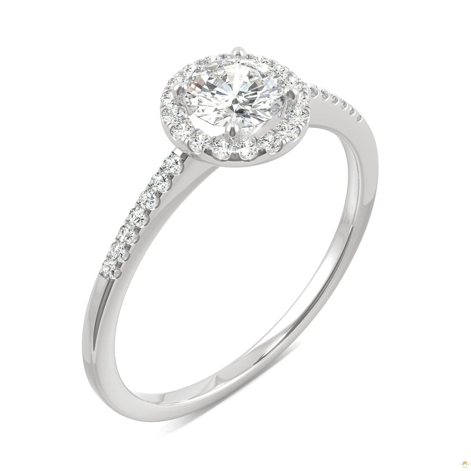 0.66 CTW   Round Moissanite Engagement Ring in 14K White Gold