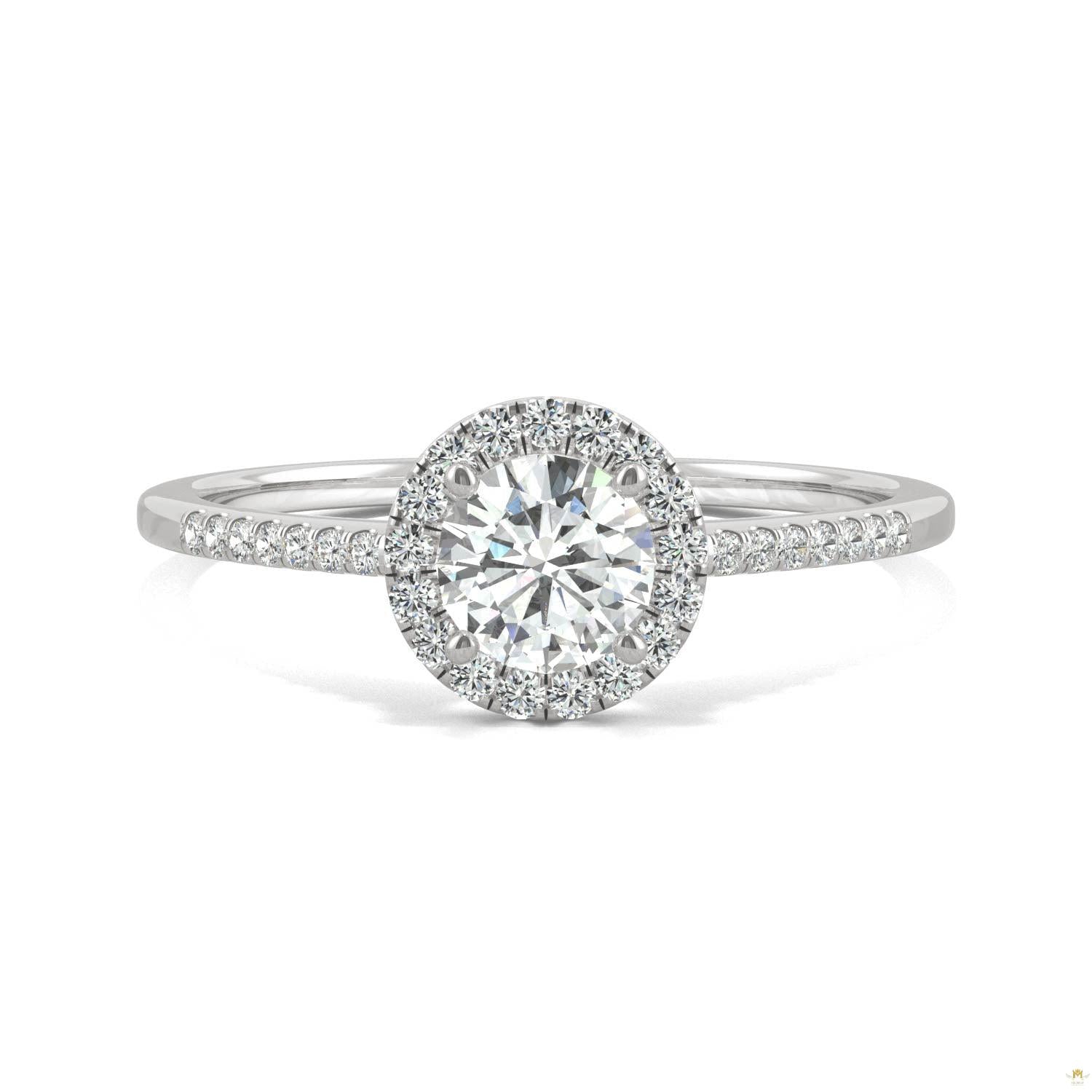 0.66 CTW   Round Moissanite Engagement Ring in 14K White Gold