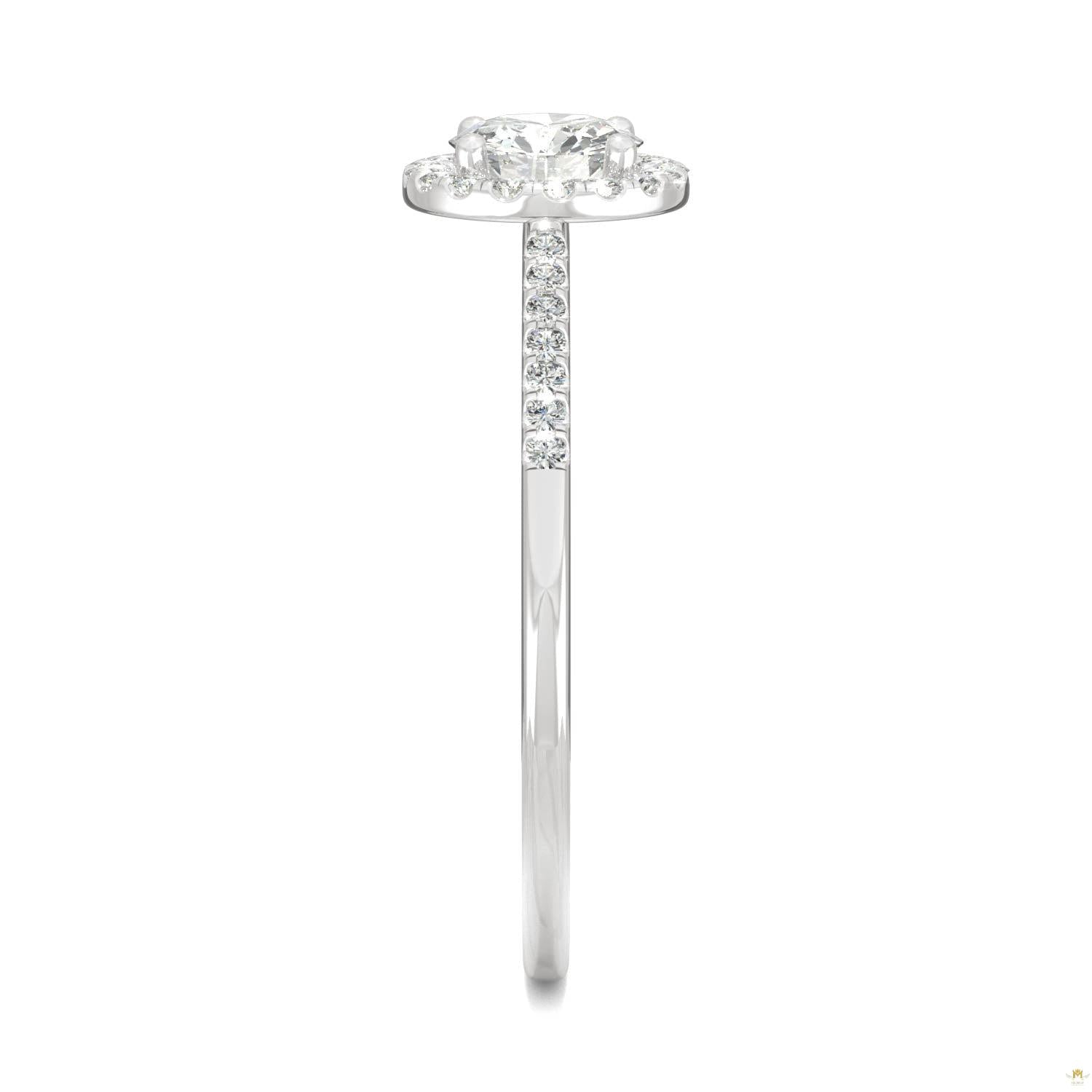 0.66 CTW   Round Moissanite Engagement Ring in 14K White Gold