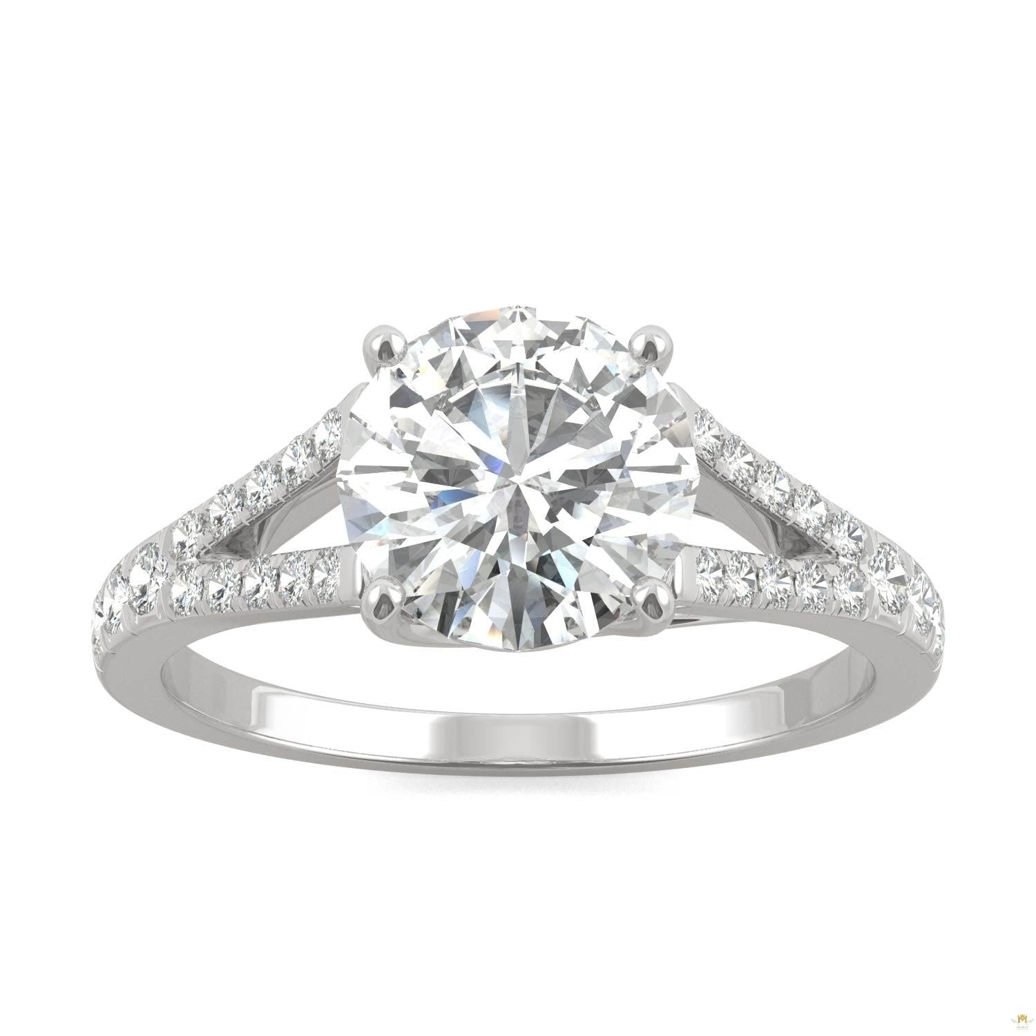 2.24 CTW   Round Moissanite Engagement Ring in 14K White Gold