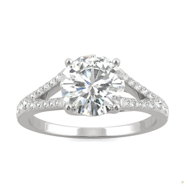 2.24 CTW   Round Moissanite Engagement Ring in 14K White Gold
