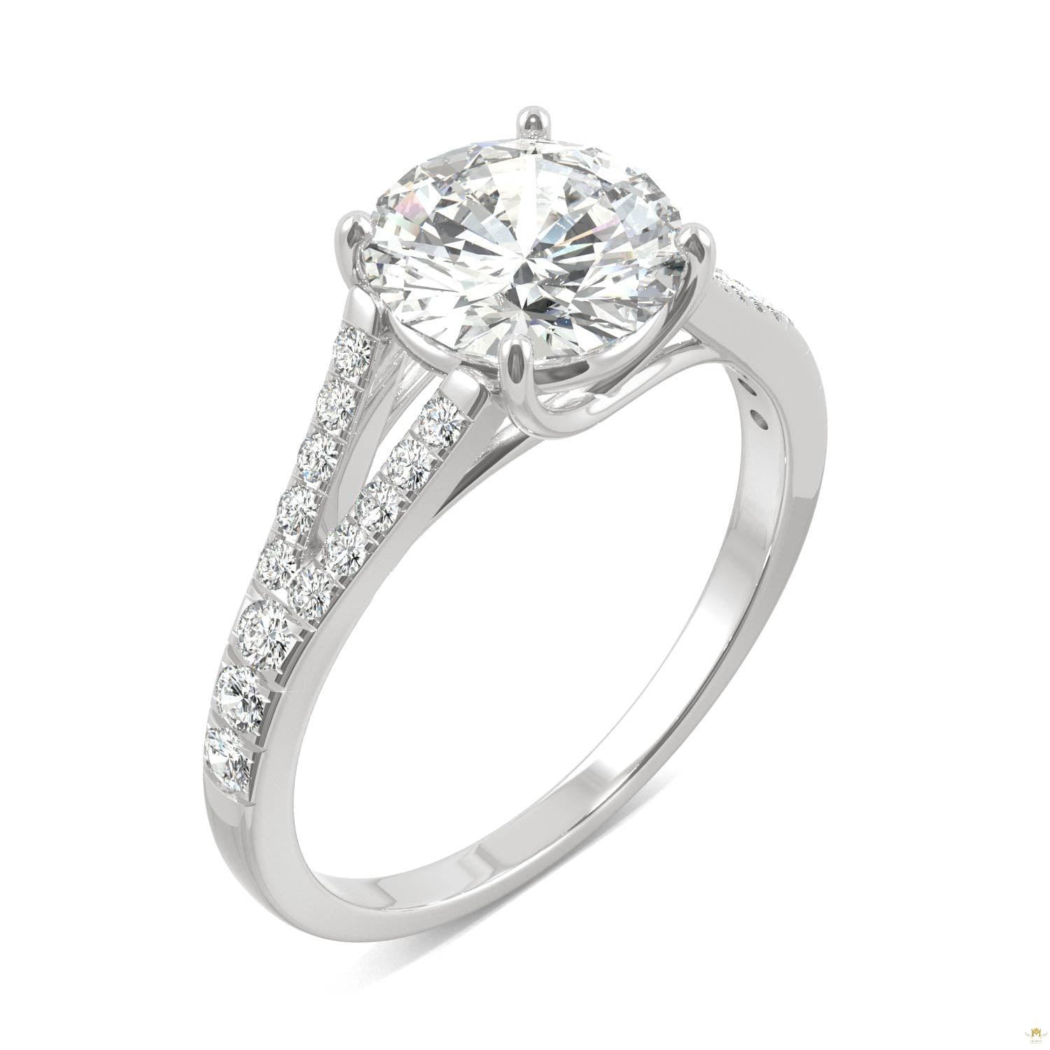 2.24 CTW   Round Moissanite Engagement Ring in 14K White Gold