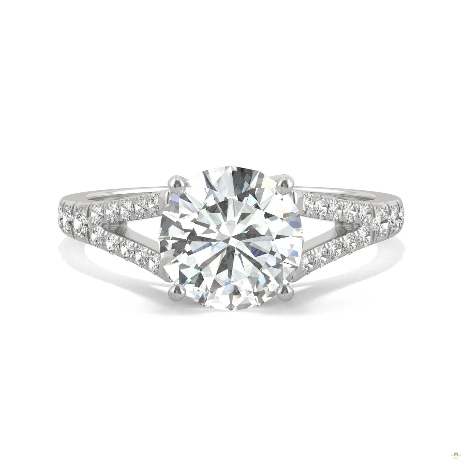 2.24 CTW   Round Moissanite Engagement Ring in 14K White Gold