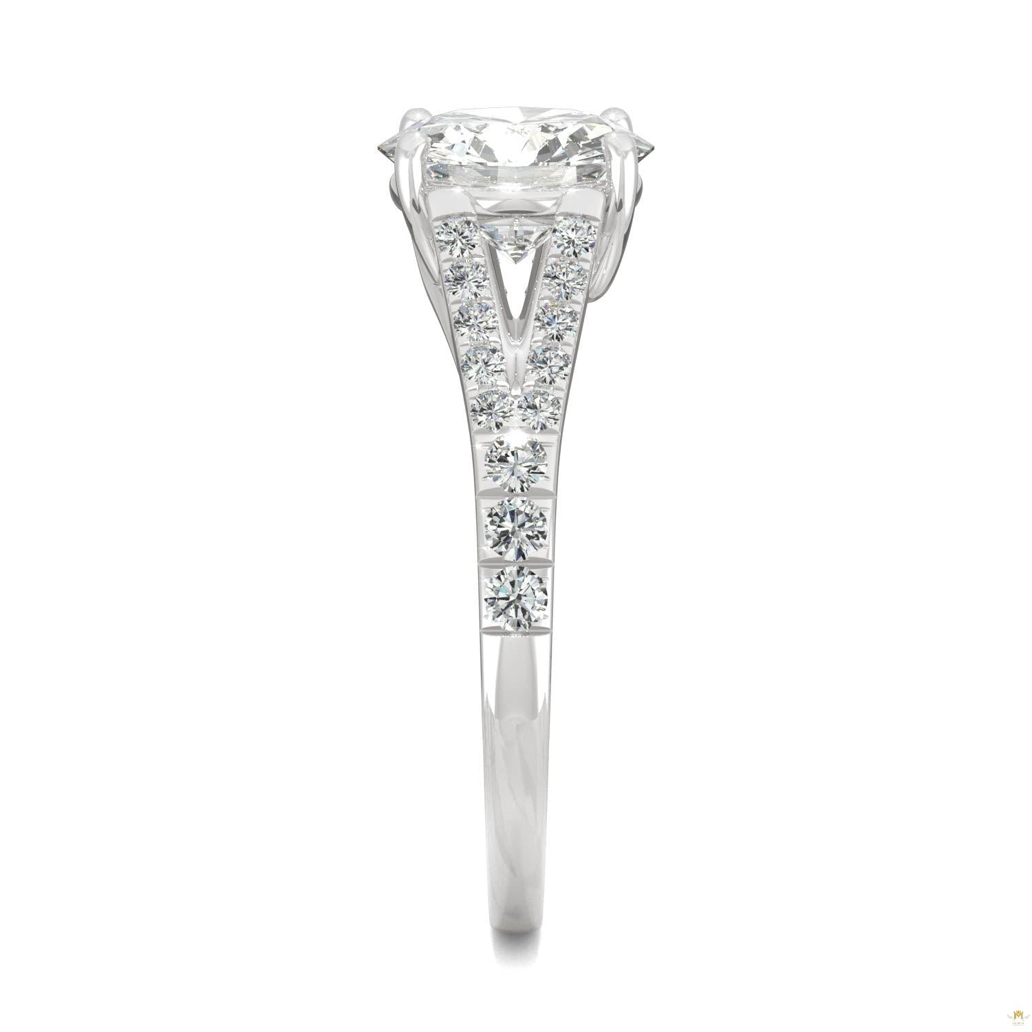 2.24 CTW   Round Moissanite Engagement Ring in 14K White Gold