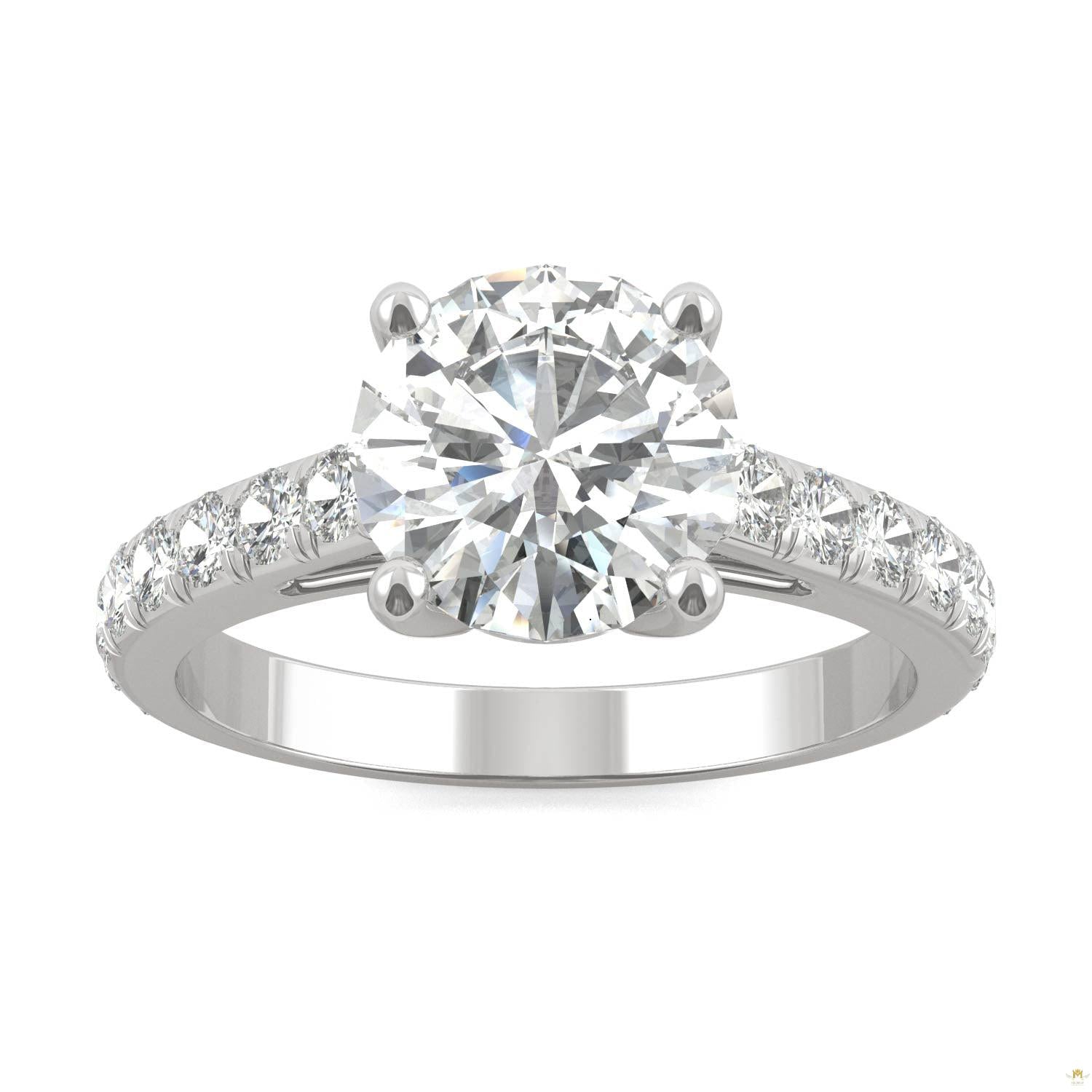 2.38 CTW   Round Moissanite Engagement Ring in 14K White Gold