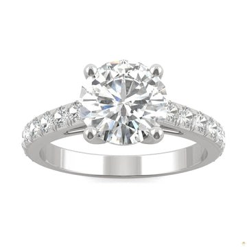 2.38 CTW   Round Moissanite Engagement Ring in 14K White Gold