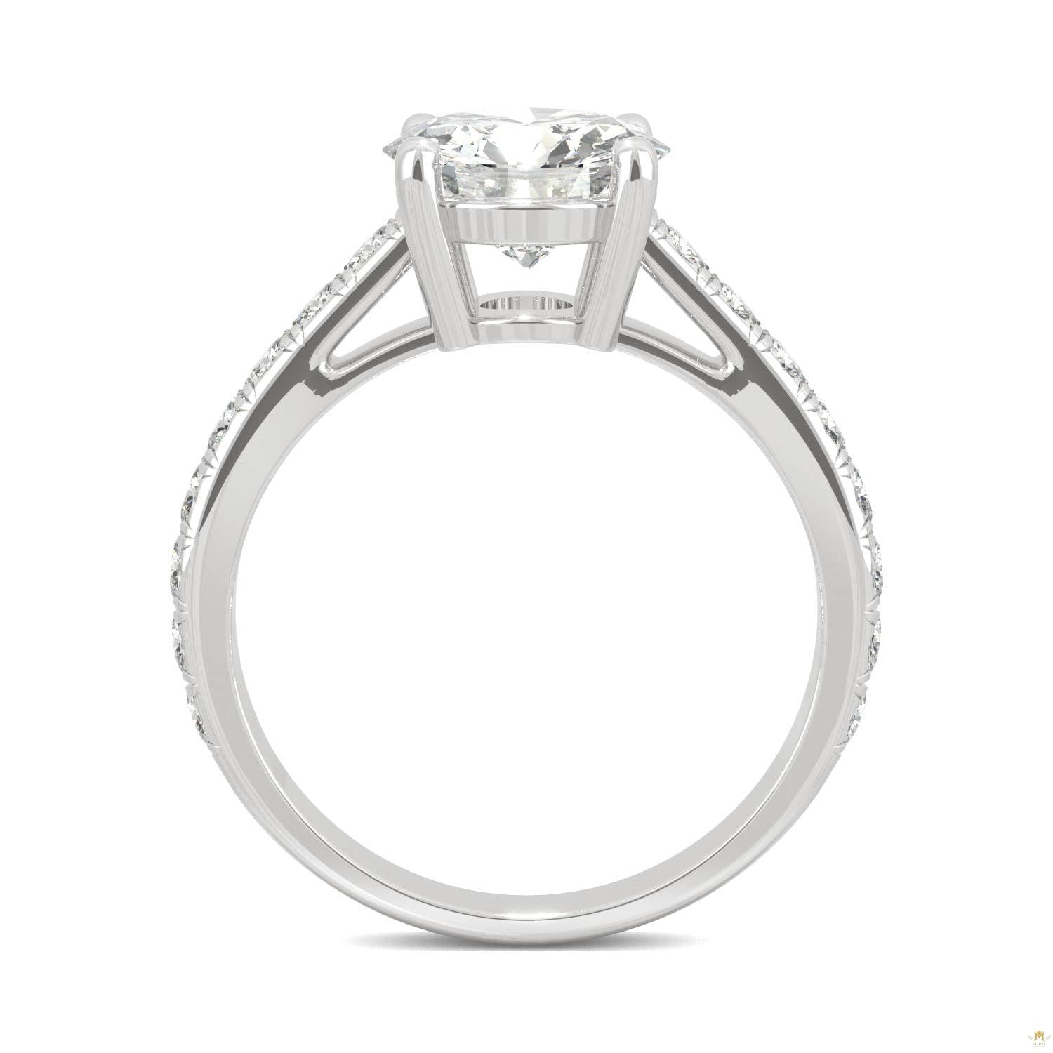 2.38 CTW   Round Moissanite Engagement Ring in 14K White Gold