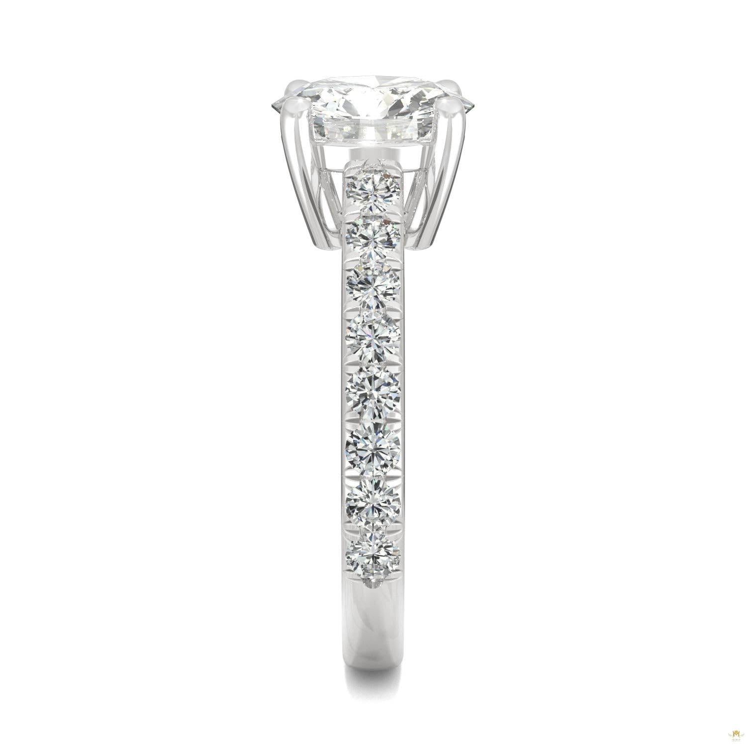 2.38 CTW   Round Moissanite Engagement Ring in 14K White Gold