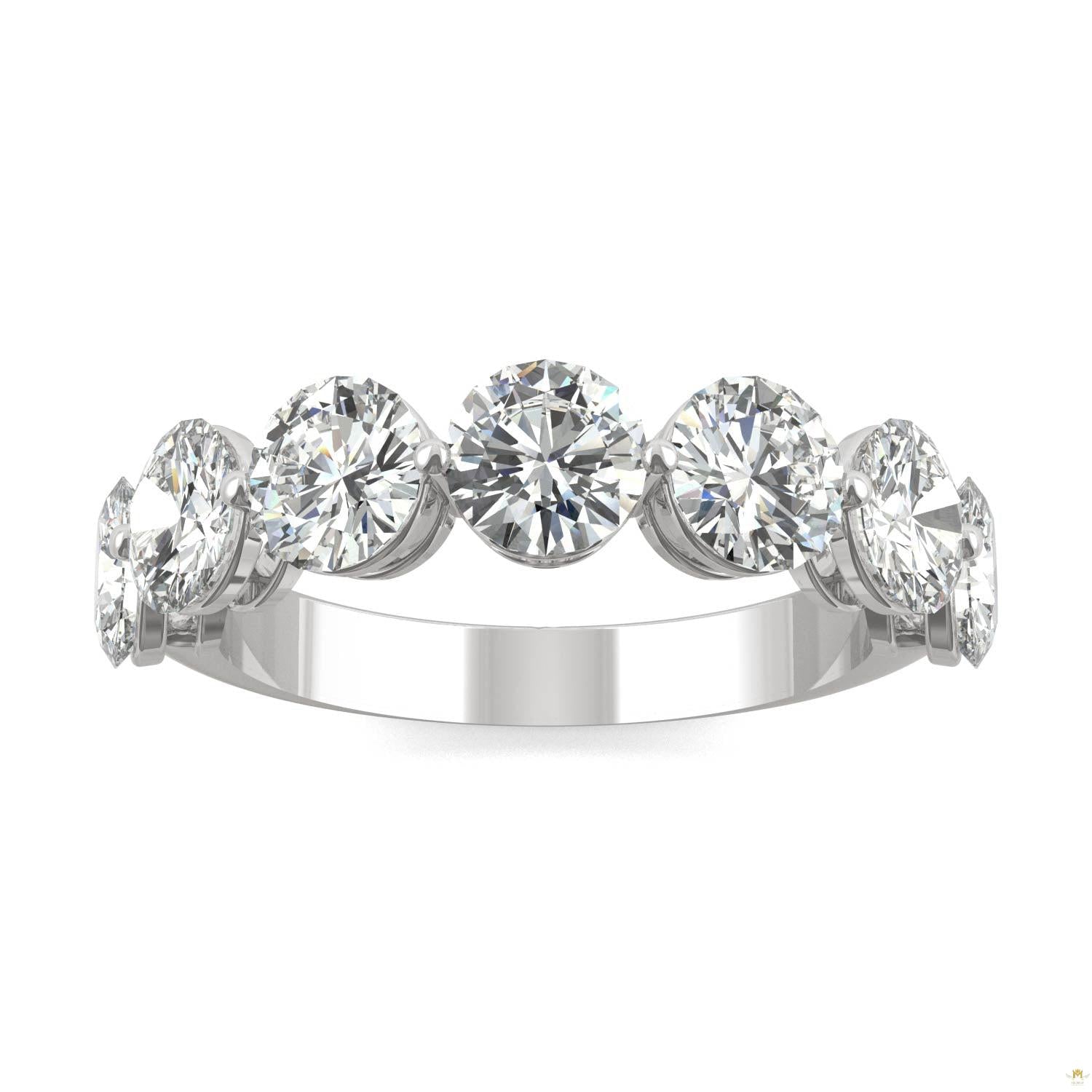 3.50 CTW   Round Moissanite Seven Stone Ring in 14K White Gold