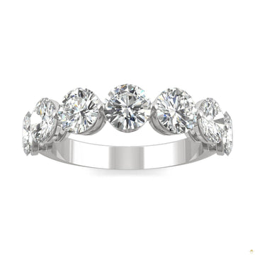 3.50 CTW   Round Moissanite Seven Stone Ring in 14K White Gold