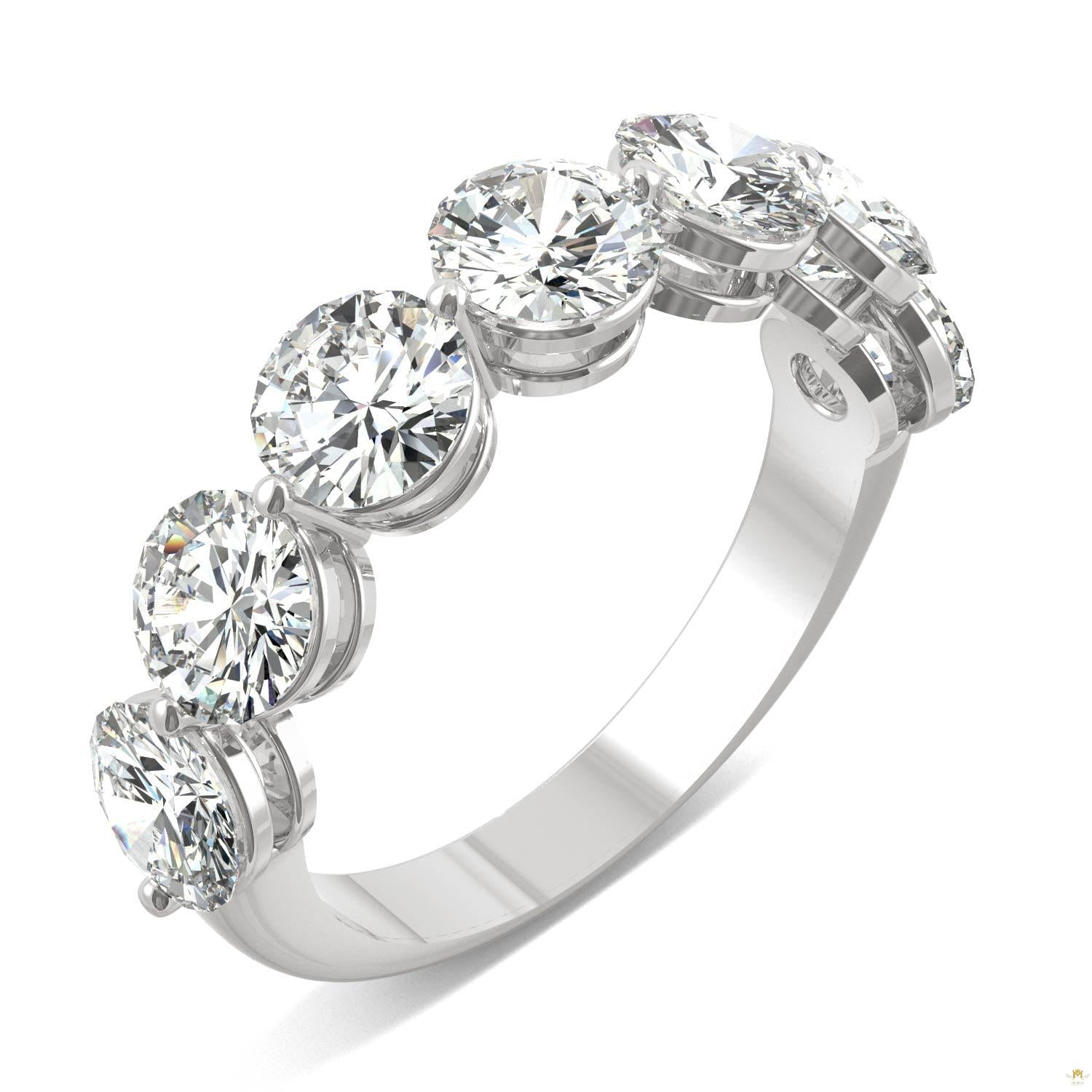 3.50 CTW   Round Moissanite Seven Stone Ring in 14K White Gold