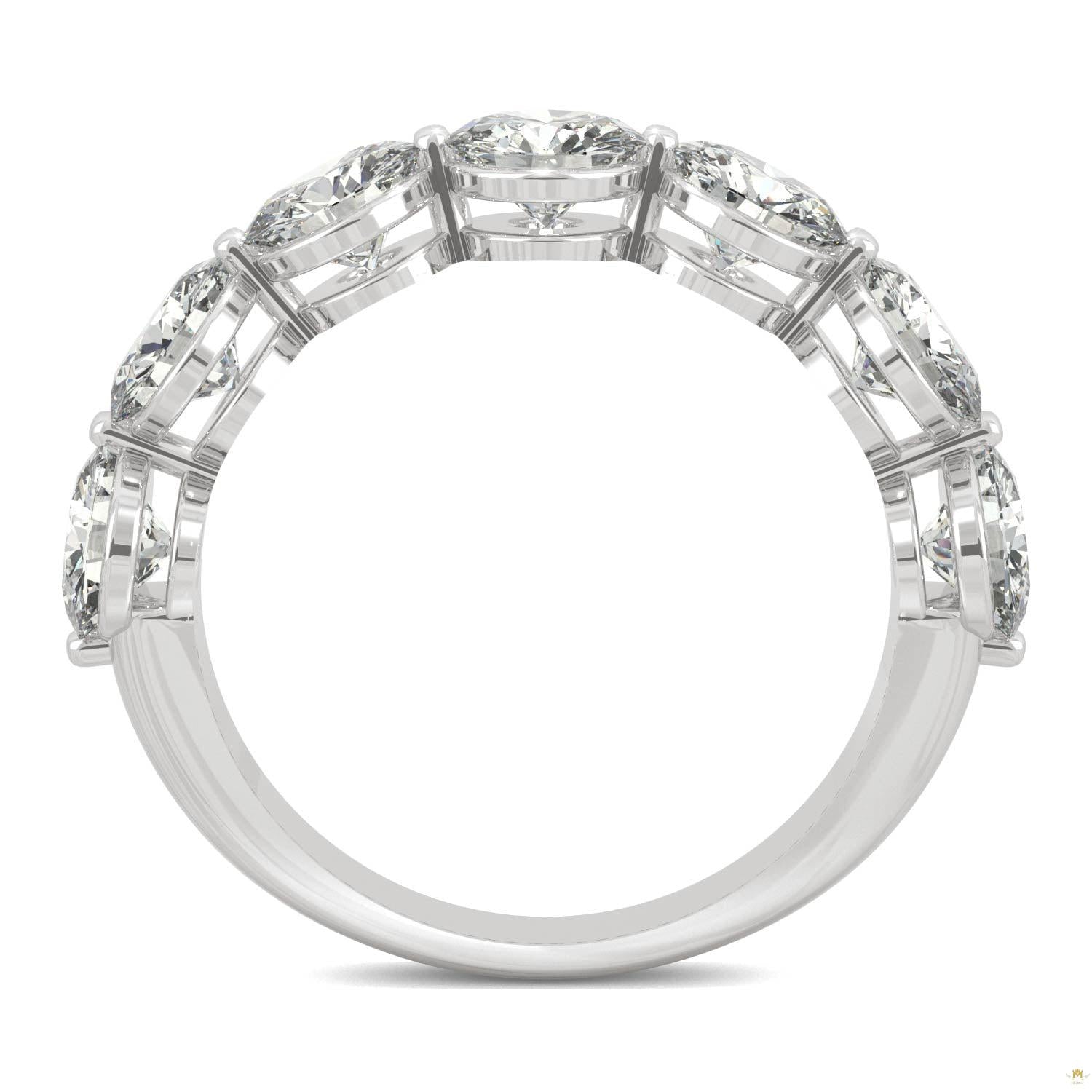 3.50 CTW   Round Moissanite Seven Stone Ring in 14K White Gold