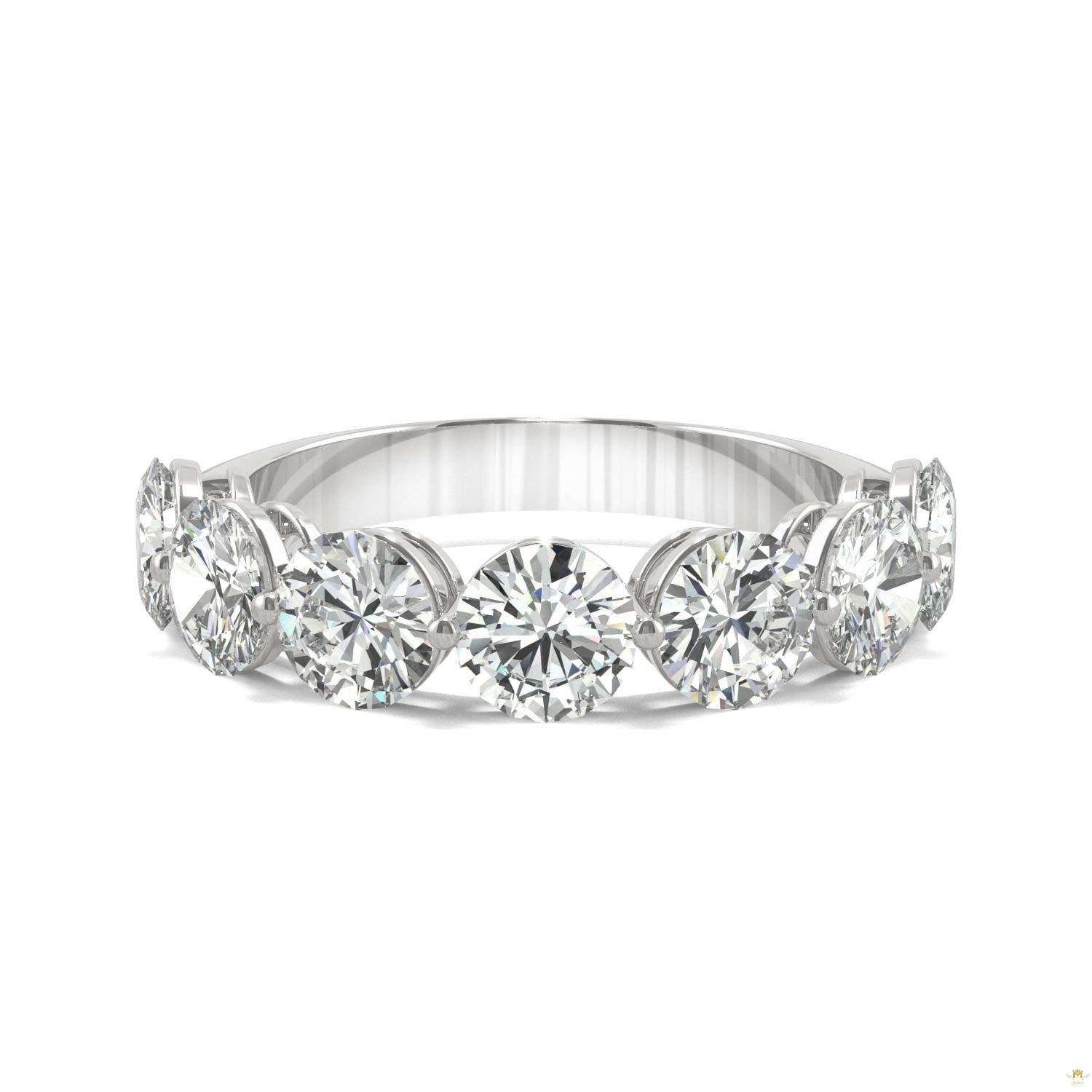 3.50 CTW   Round Moissanite Seven Stone Ring in 14K White Gold