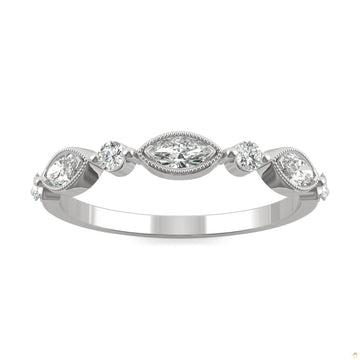 0.33 CTW   Marquise Moissanite Anniversary Band in 14K White Gold