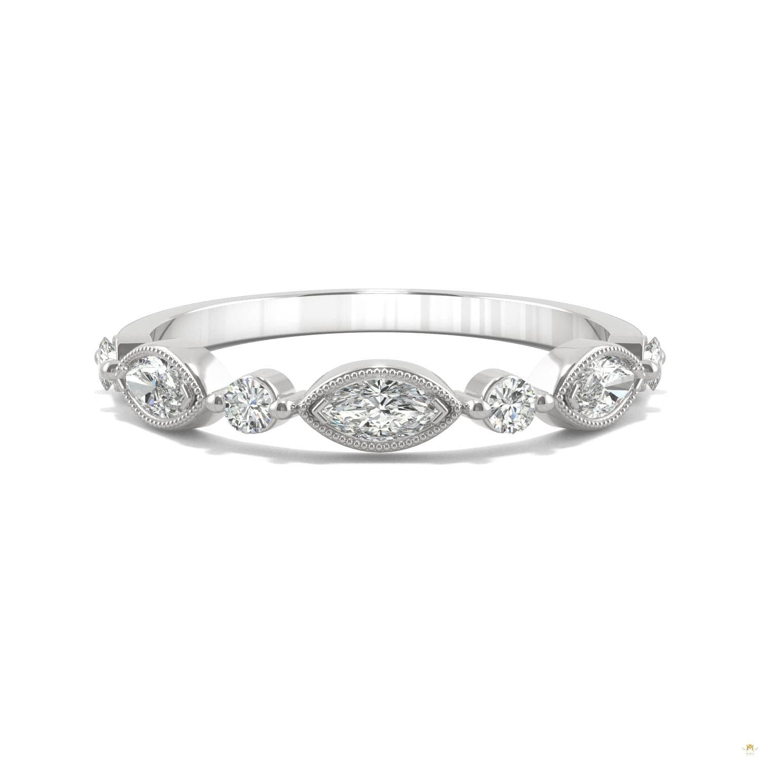 0.33 CTW   Marquise Moissanite Anniversary Band in 14K White Gold