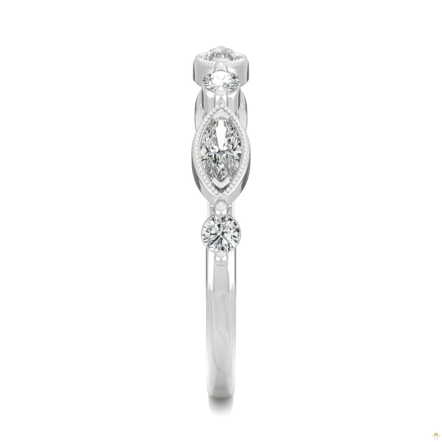 0.33 CTW   Marquise Moissanite Anniversary Band in 14K White Gold