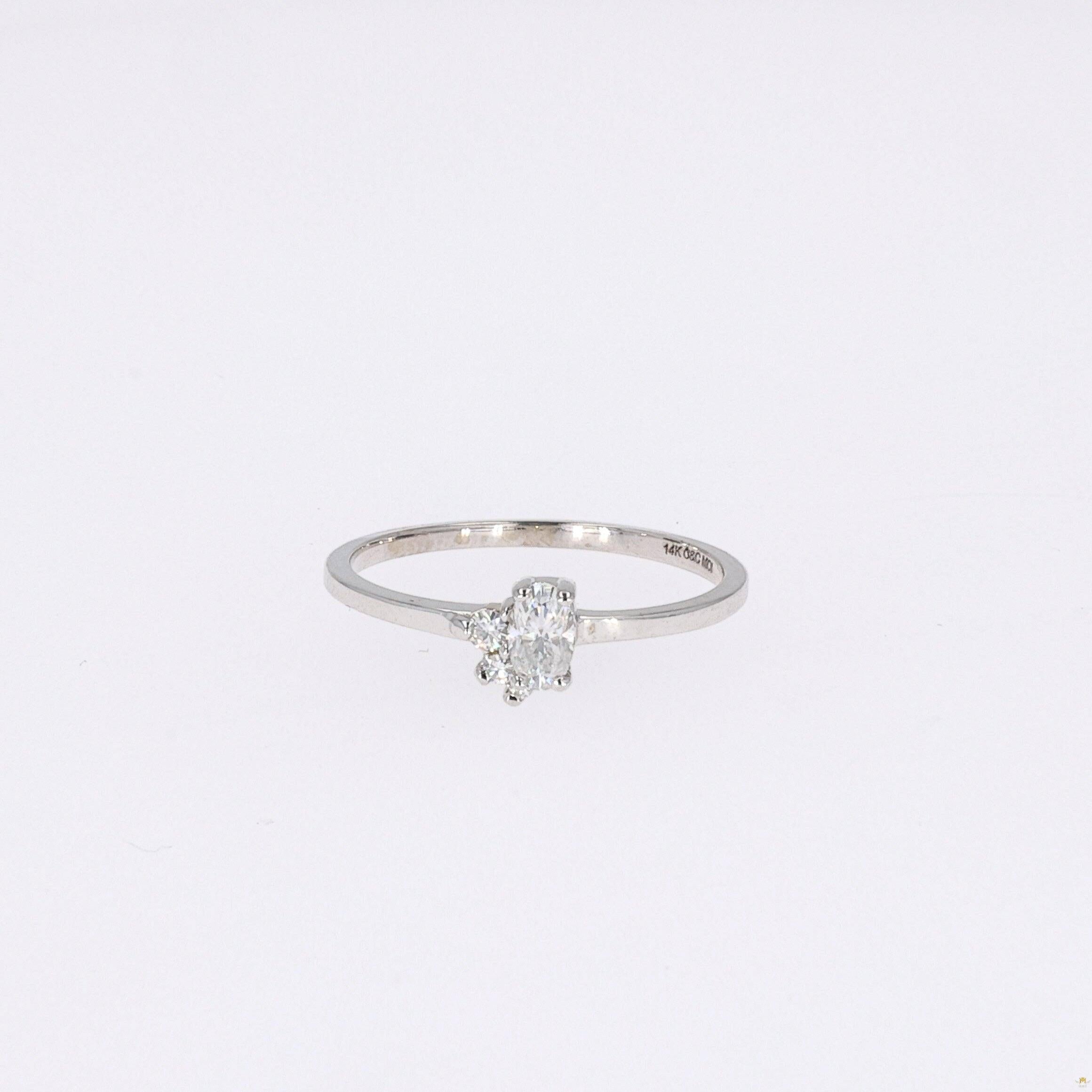 0.31 CTW   Oval Near-Colorless Moissanite Fashion Ring in 14K White Gold
