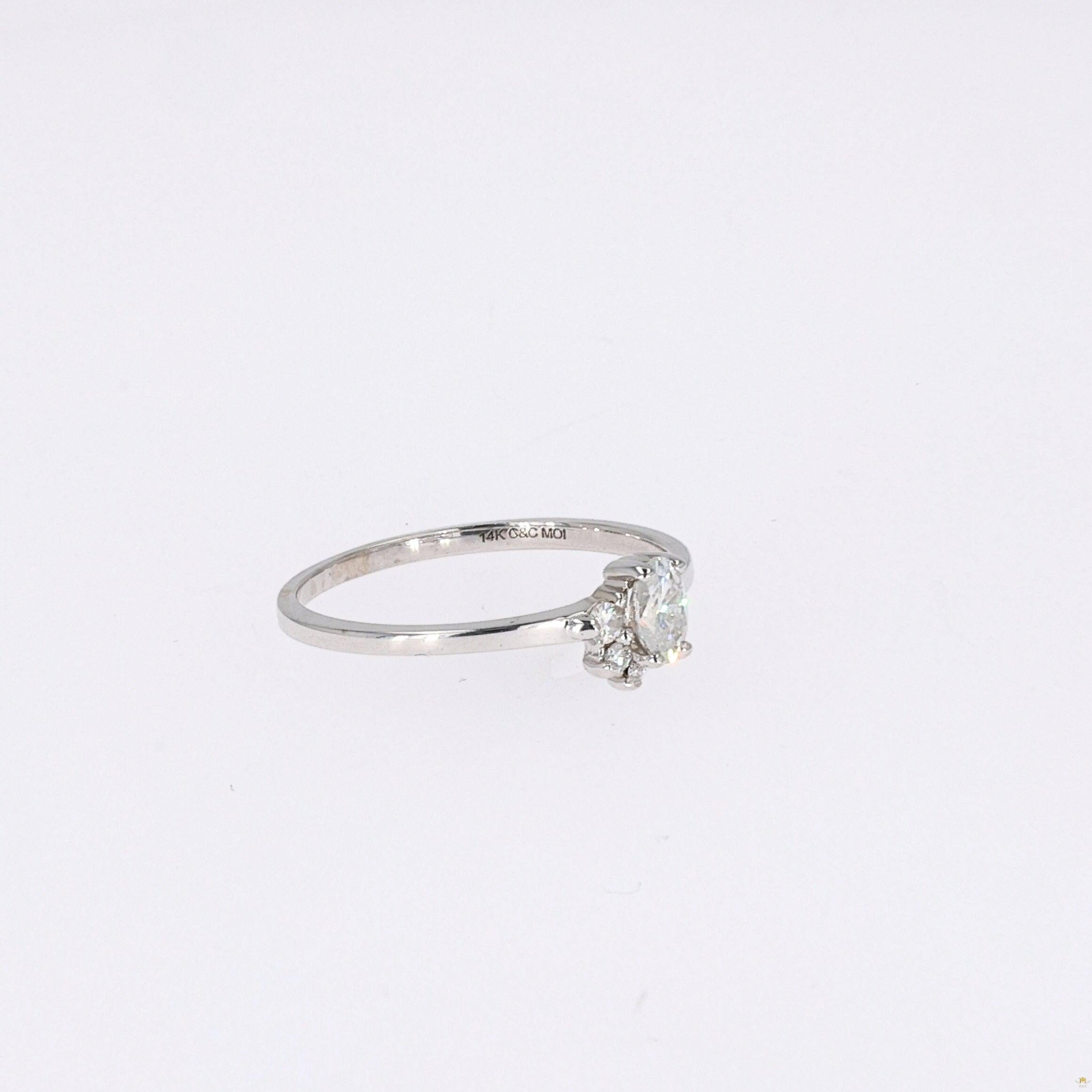 0.31 CTW   Oval Near-Colorless Moissanite Fashion Ring in 14K White Gold