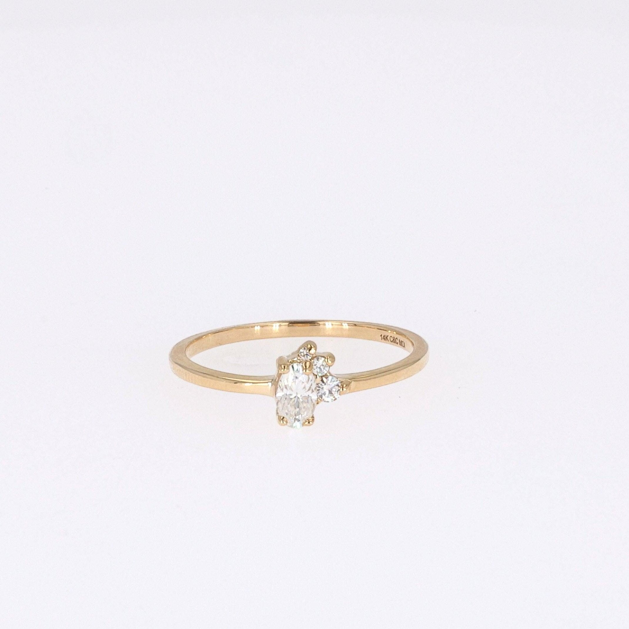 0.31 CTW   Oval Near-Colorless Moissanite Fashion Ring in 14K Yellow Gold