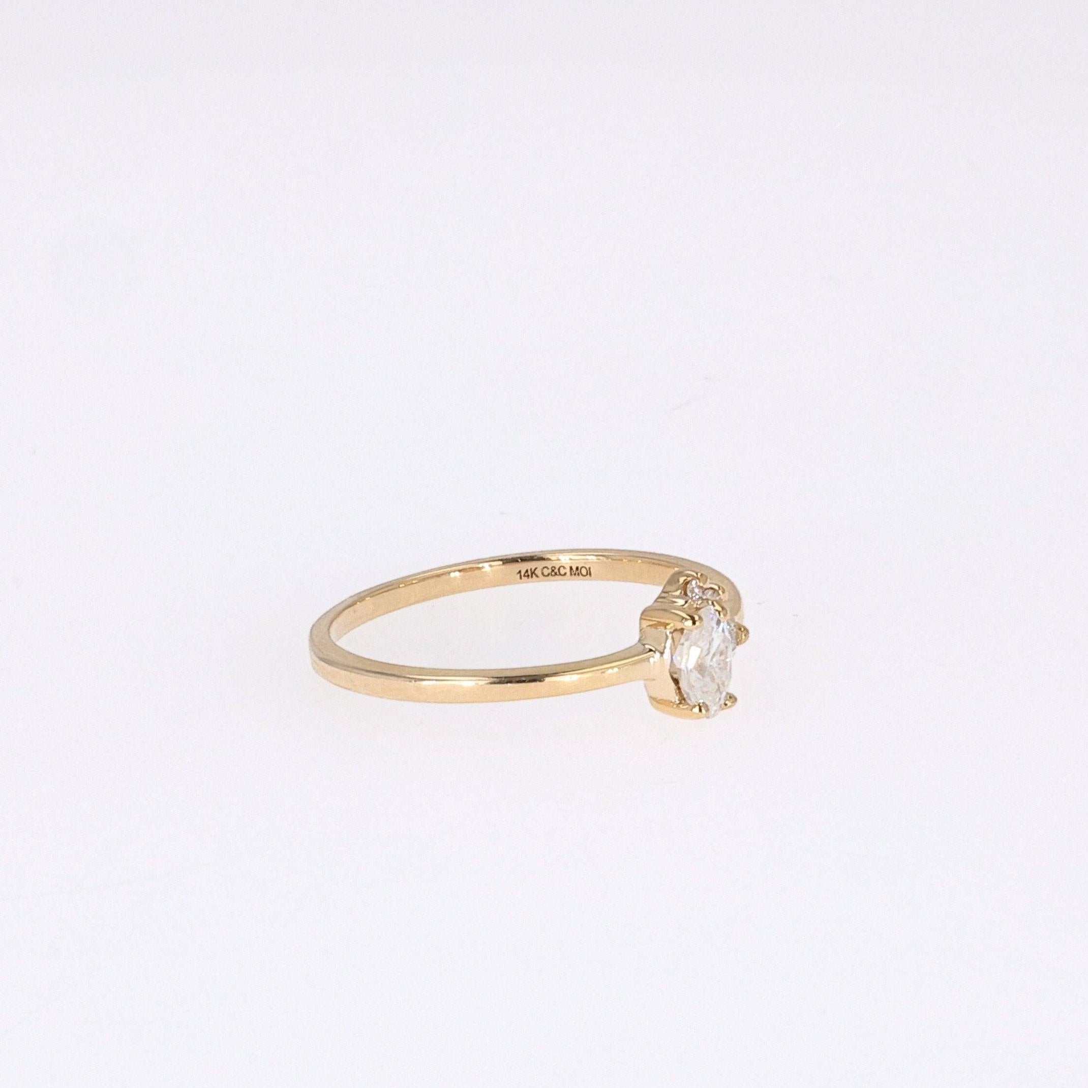 0.31 CTW   Oval Near-Colorless Moissanite Fashion Ring in 14K Yellow Gold