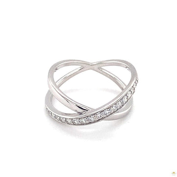 0.29 CTW   Round Near-Colorless Moissanite Crossover Band in Sterling Silver