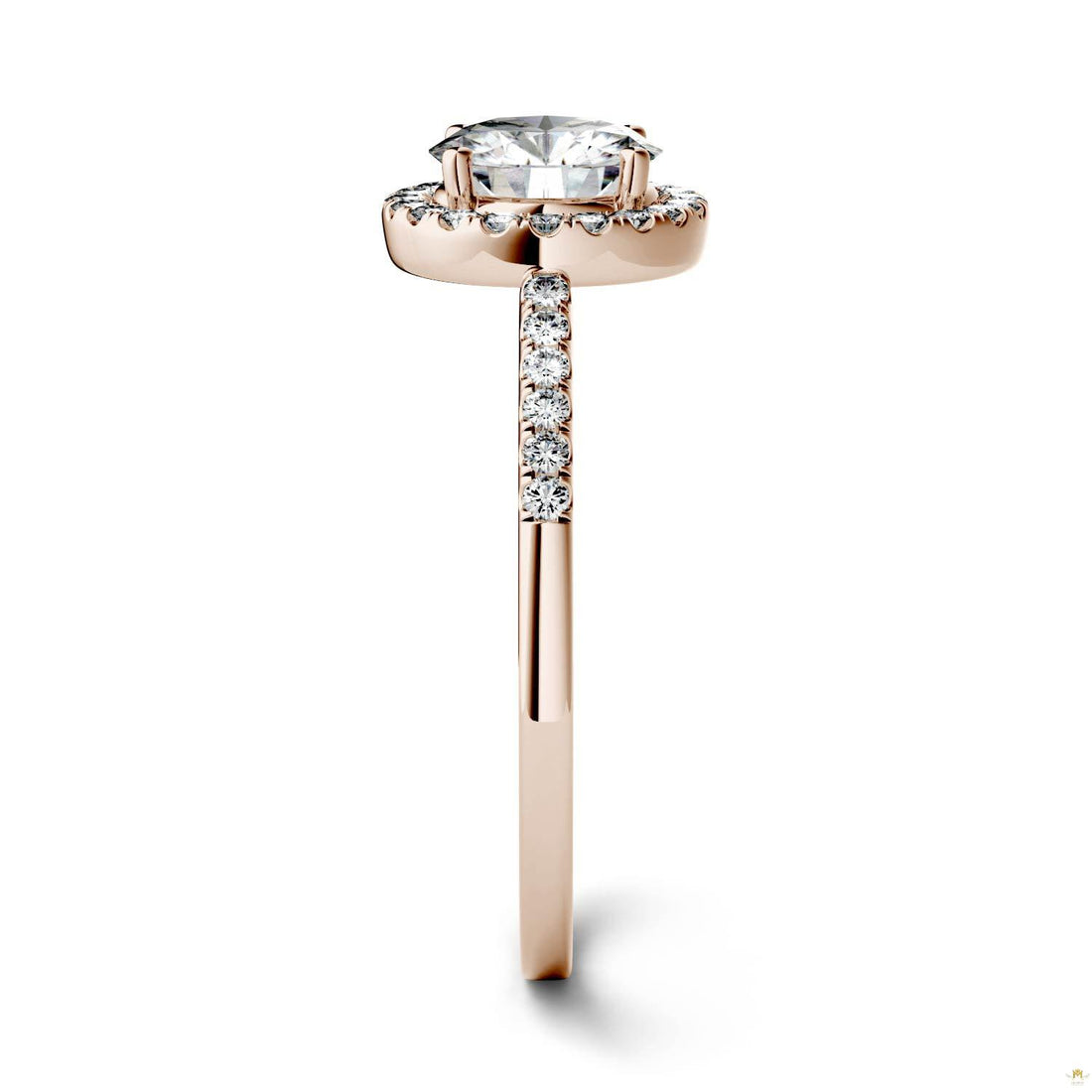 1.30 CTW   Round Moissanite Halo Ring in 14K Rose Gold