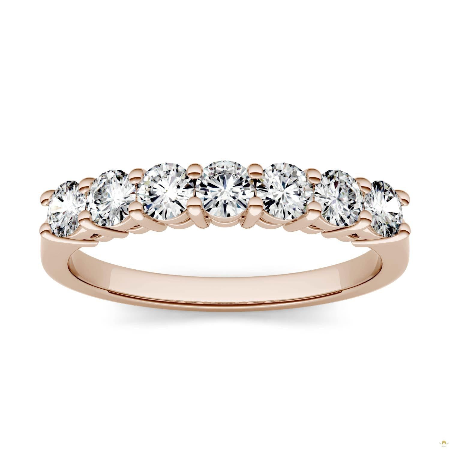 0.70 CTW   Round Moissanite Seven Stone Ring in 14K Rose Gold