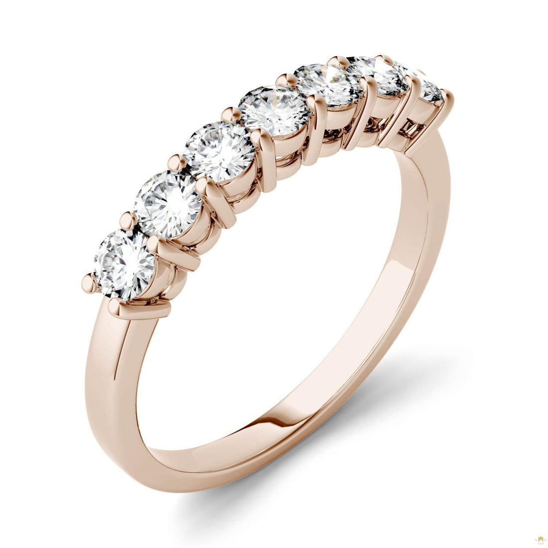0.70 CTW   Round Moissanite Seven Stone Ring in 14K Rose Gold