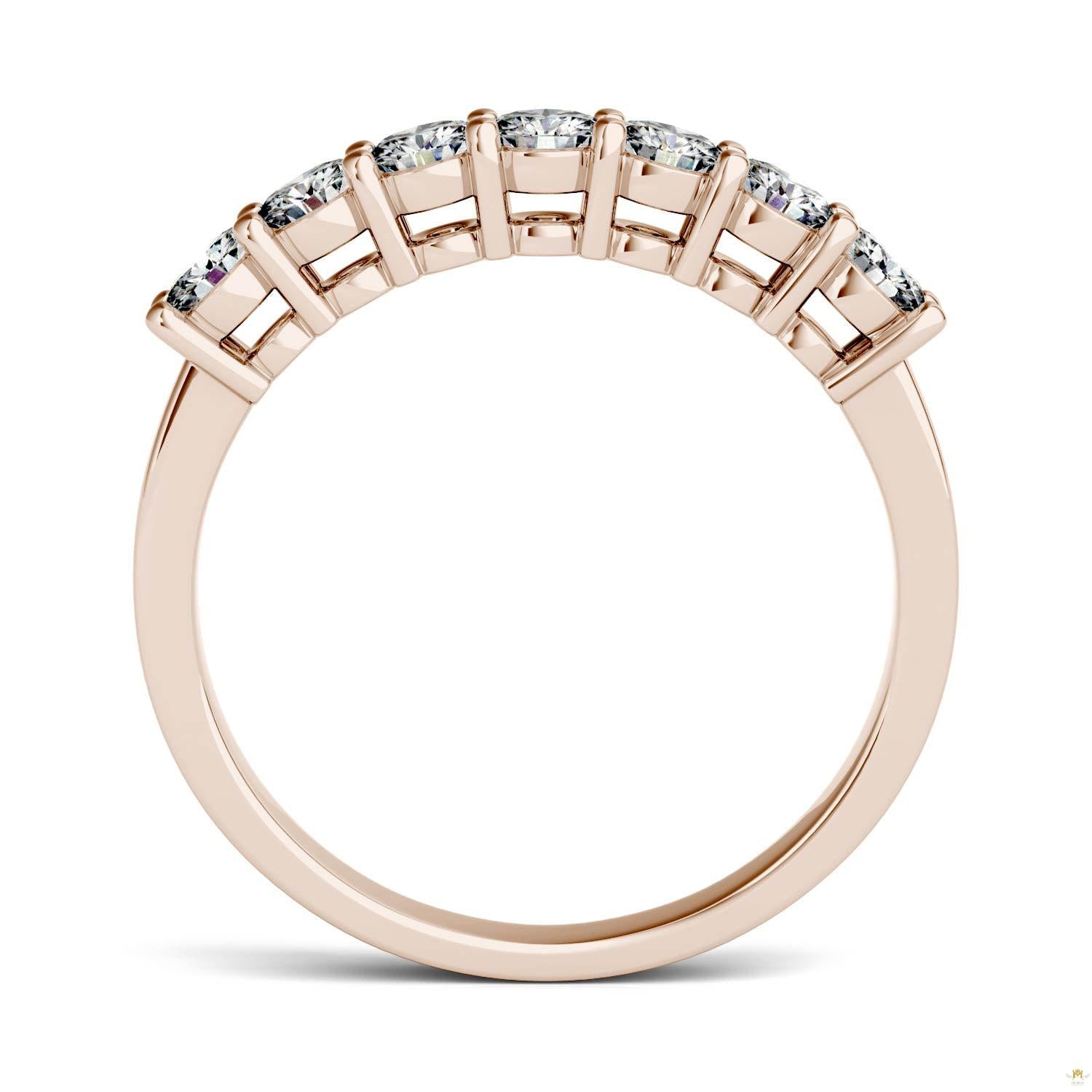 0.70 CTW   Round Moissanite Seven Stone Ring in 14K Rose Gold