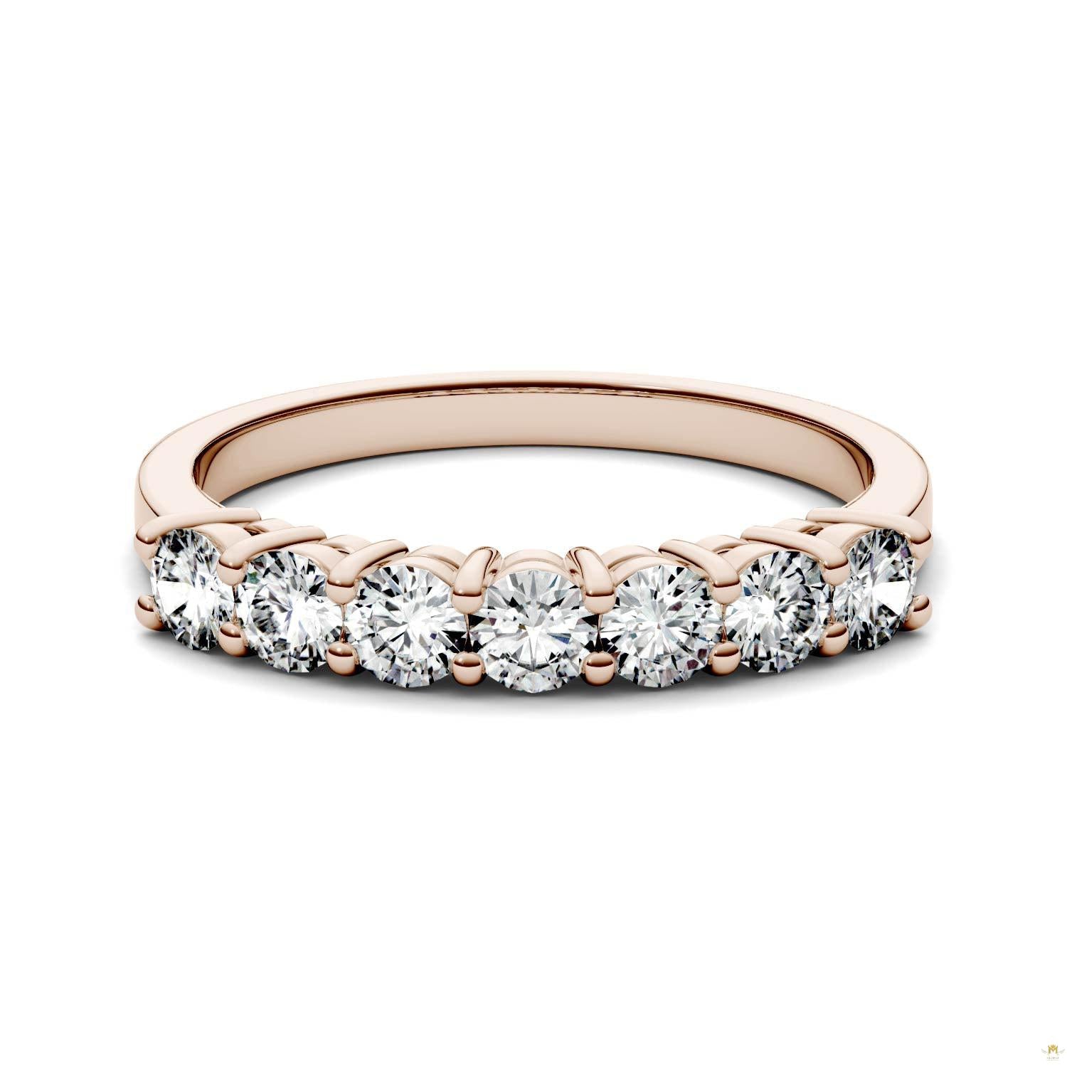 0.70 CTW   Round Moissanite Seven Stone Ring in 14K Rose Gold