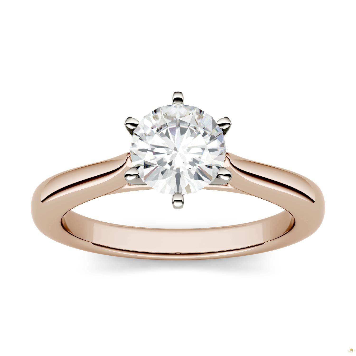 1.00 CTW   Round Moissanite Engagement Ring in 14K Two-Toned Gold