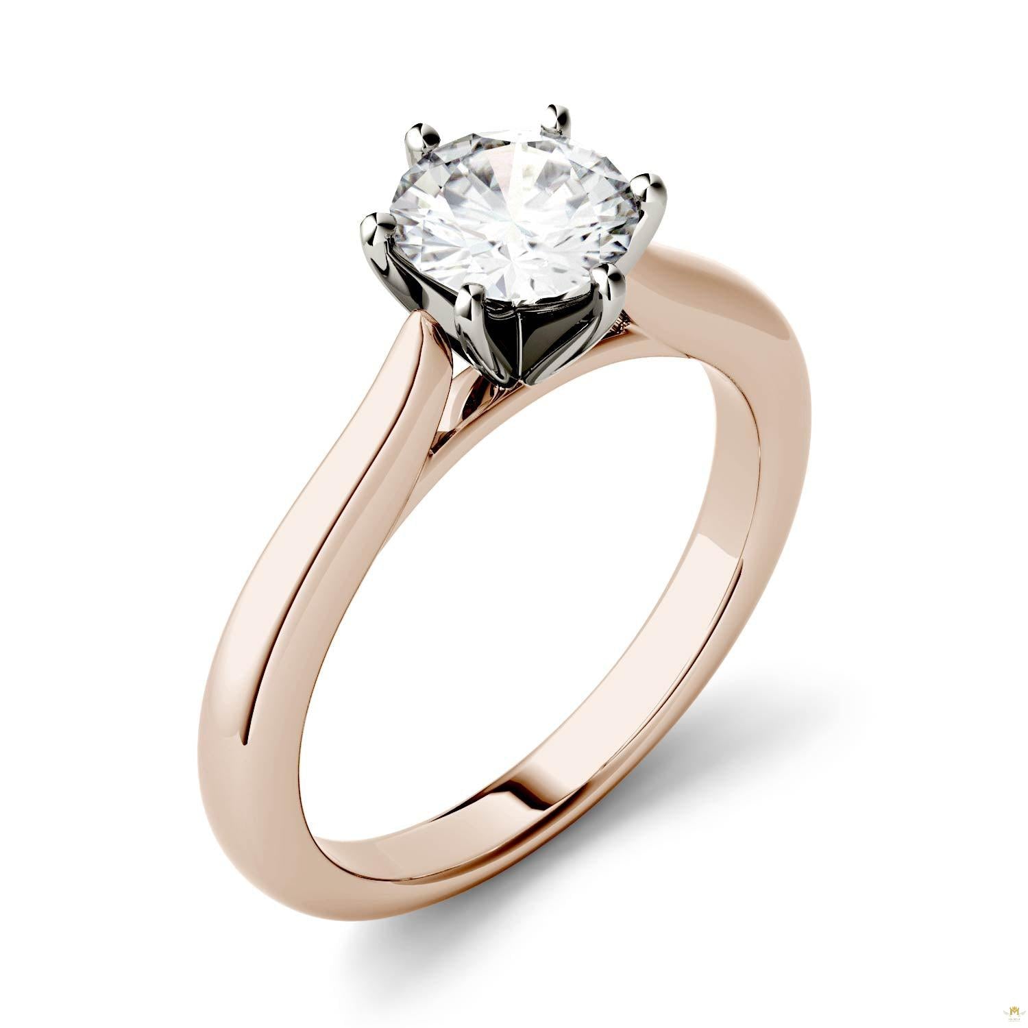 1.00 CTW   Round Moissanite Engagement Ring in 14K Two-Toned Gold