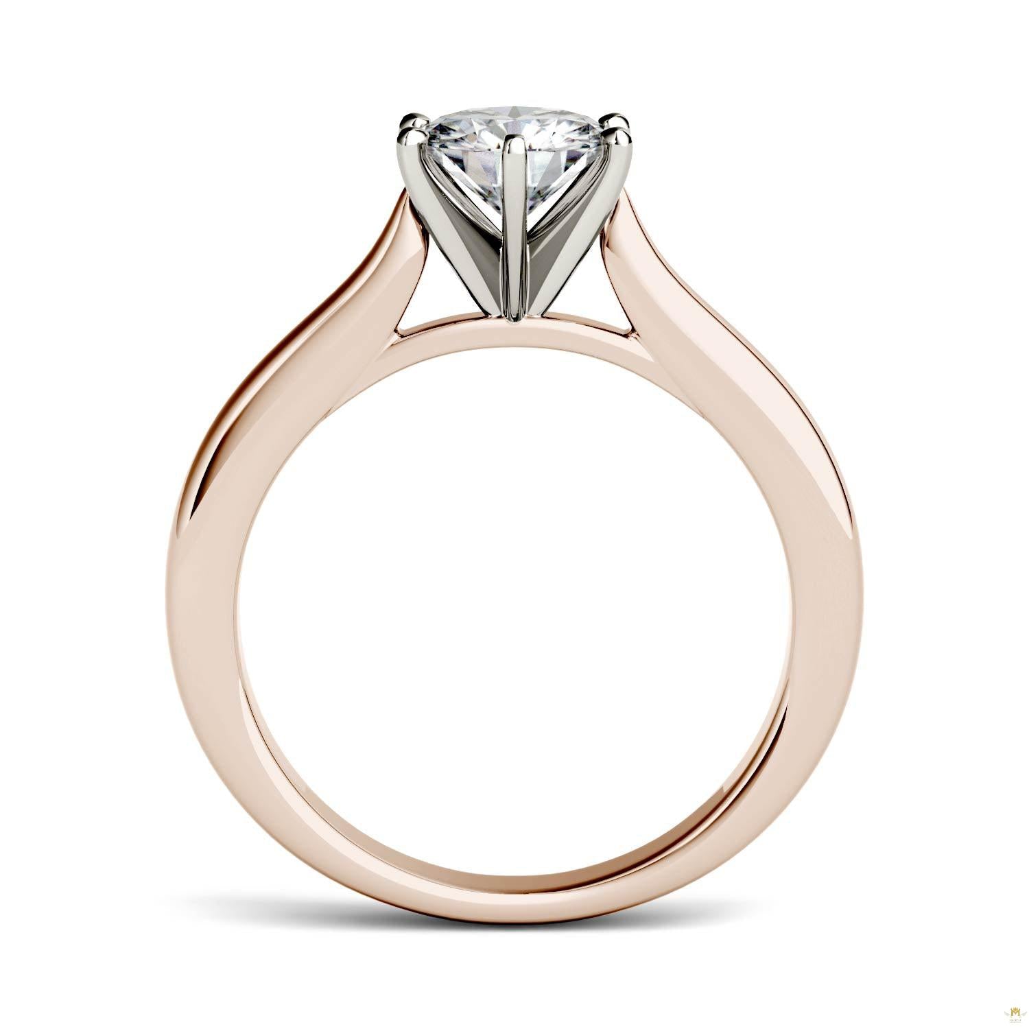 1.00 CTW   Round Moissanite Engagement Ring in 14K Two-Toned Gold