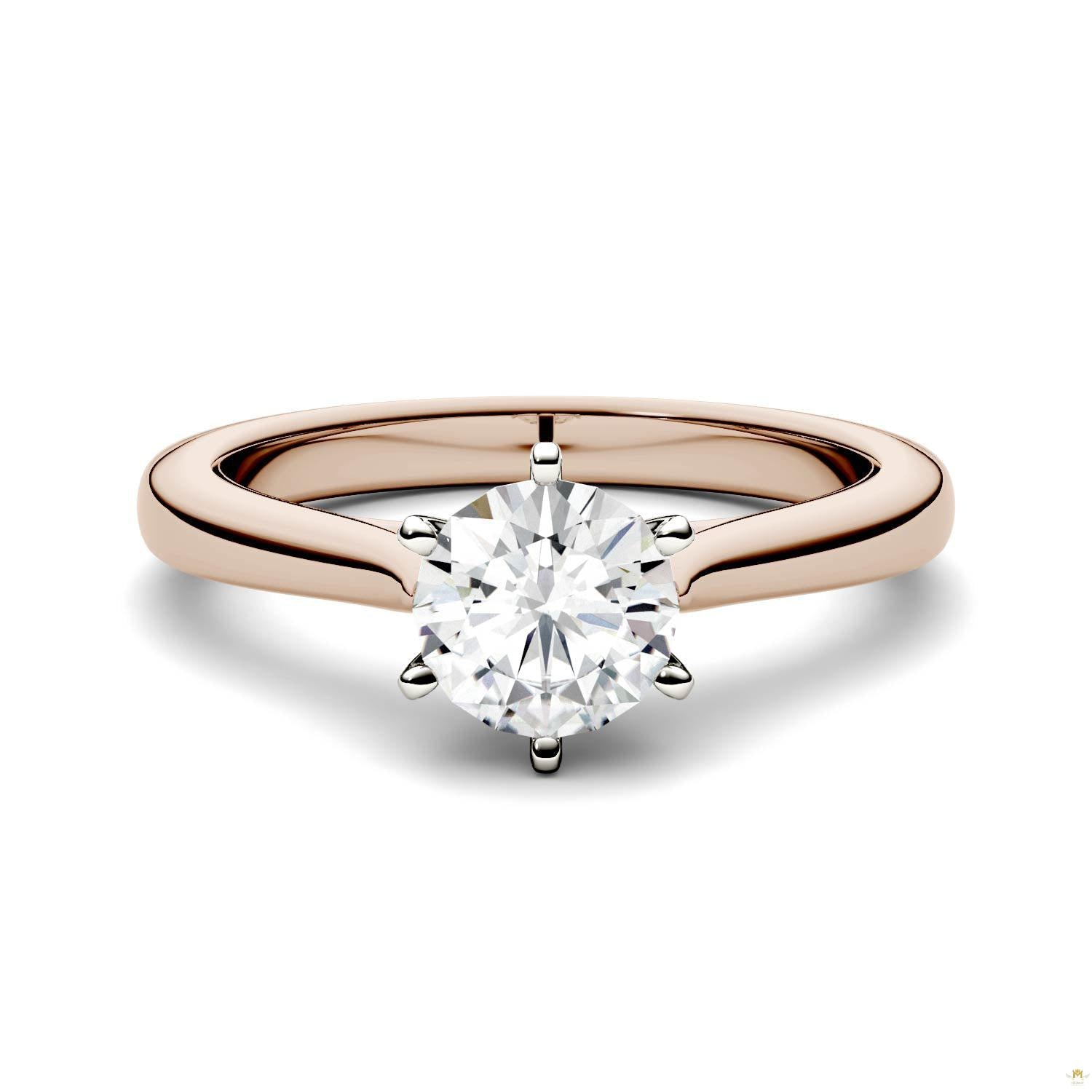 1.00 CTW   Round Moissanite Engagement Ring in 14K Two-Toned Gold