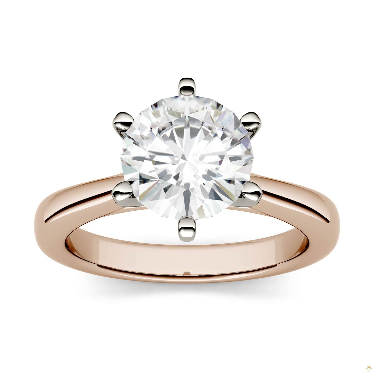 1.90 CTW   Round Moissanite Engagement Ring in 14K Two-Toned Gold