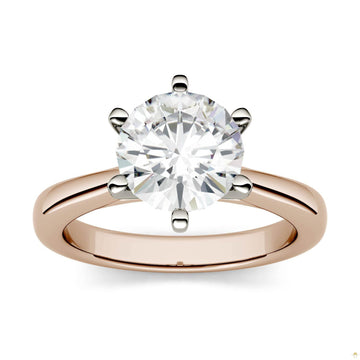 1.90 CTW   Round Moissanite Engagement Ring in 14K Two-Toned Gold