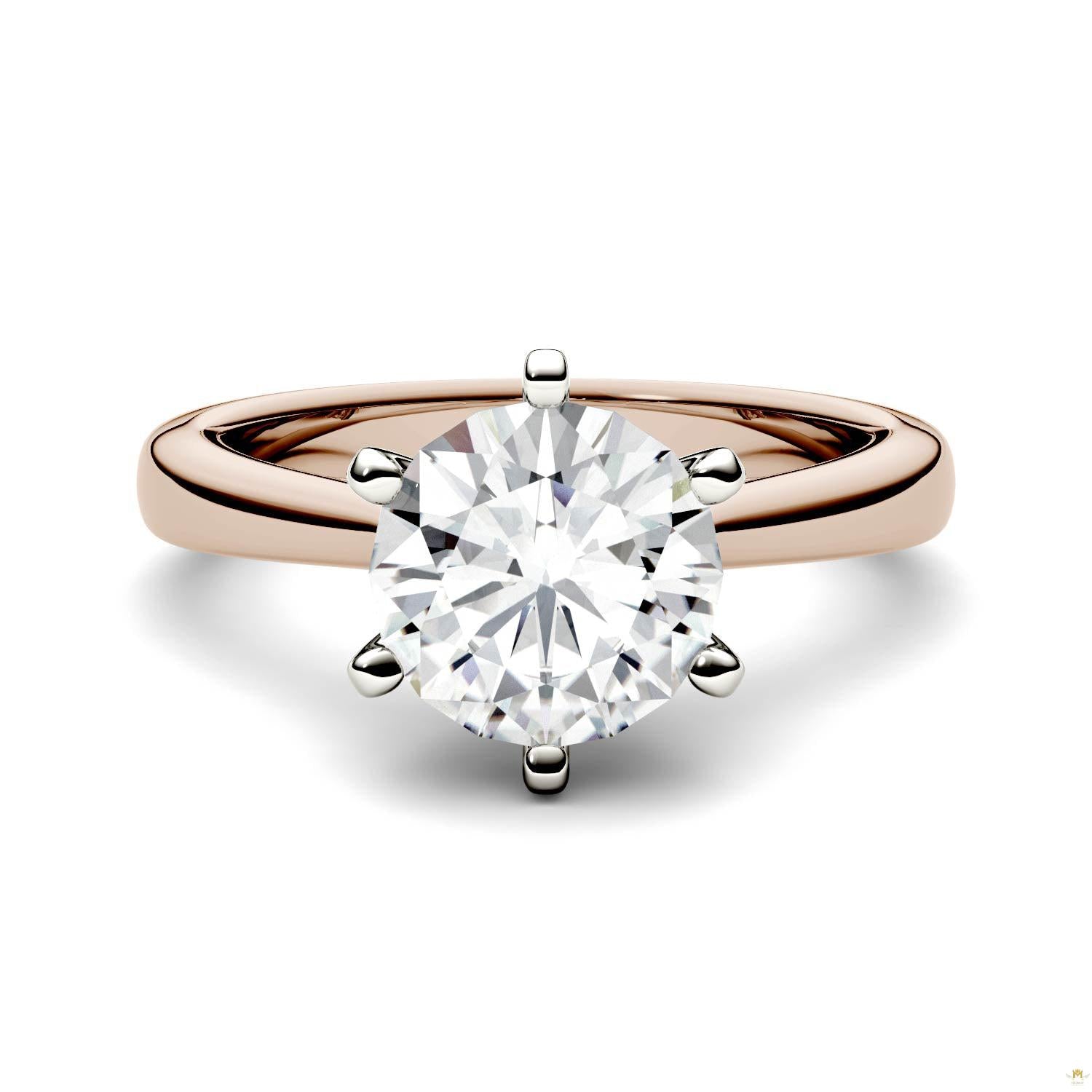 1.90 CTW   Round Moissanite Engagement Ring in 14K Two-Toned Gold