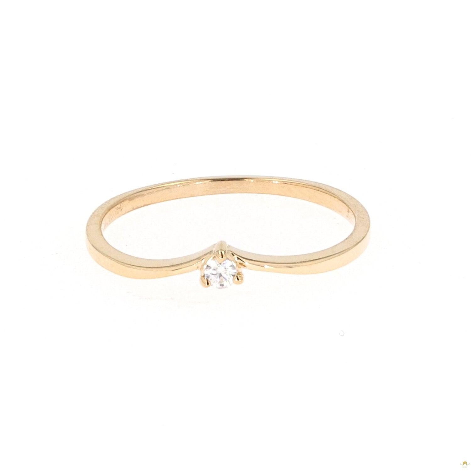 Petite Round Near-Colorless Moissanite Stackable Band in 14K Gold