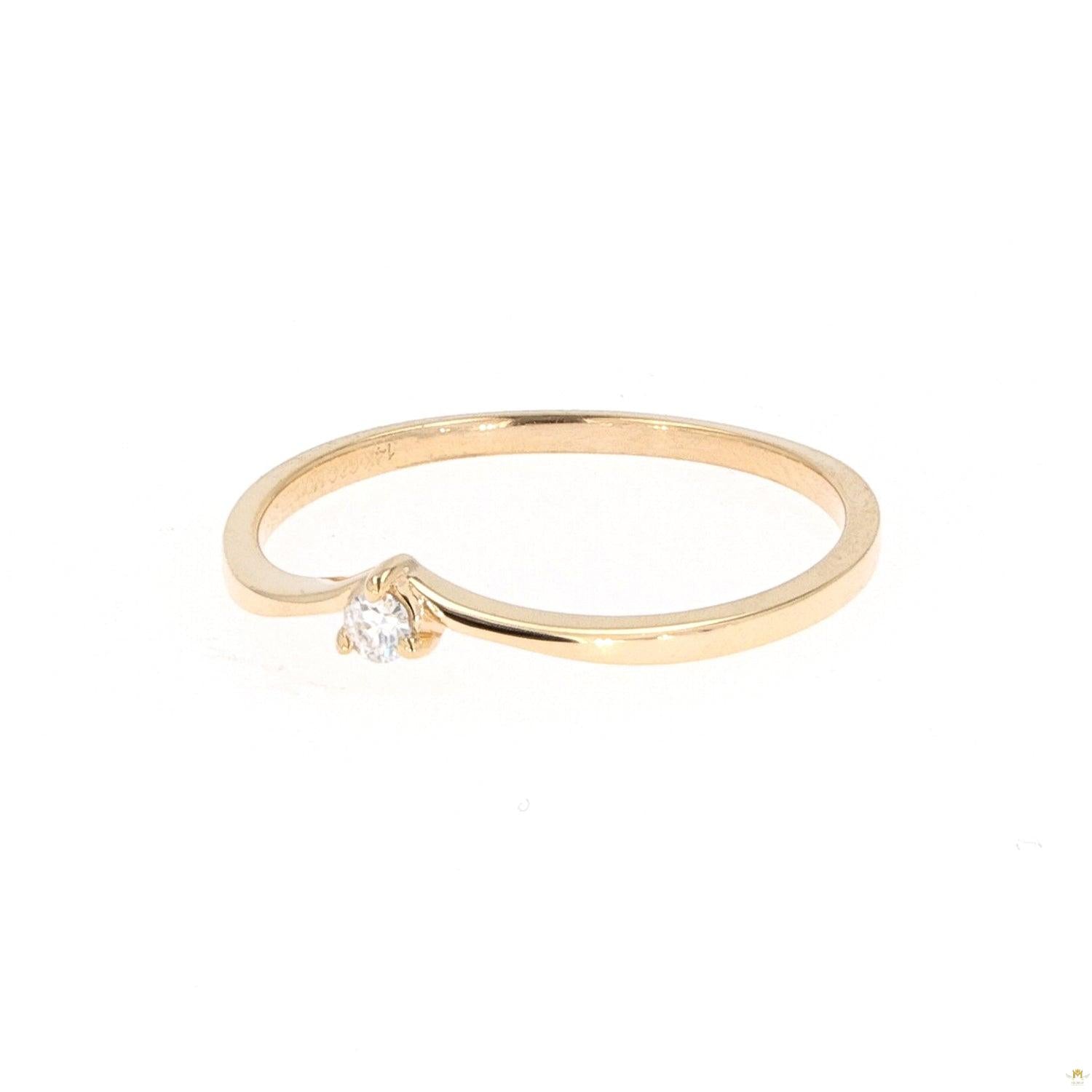 Petite Round Near-Colorless Moissanite Stackable Band in 14K Gold