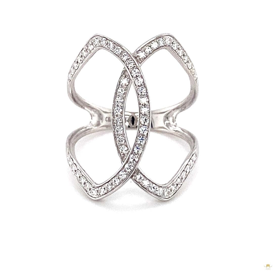 0.41 CTW   Round Near-Colorless Moissanite Statement Ring in 14K White Gold