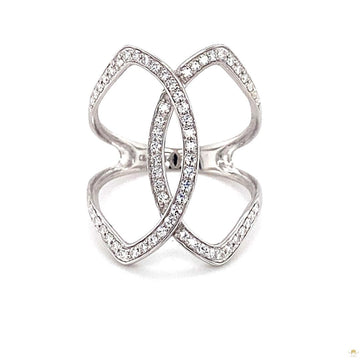 0.41 CTW   Round Near-Colorless Moissanite Statement Ring in 14K White Gold