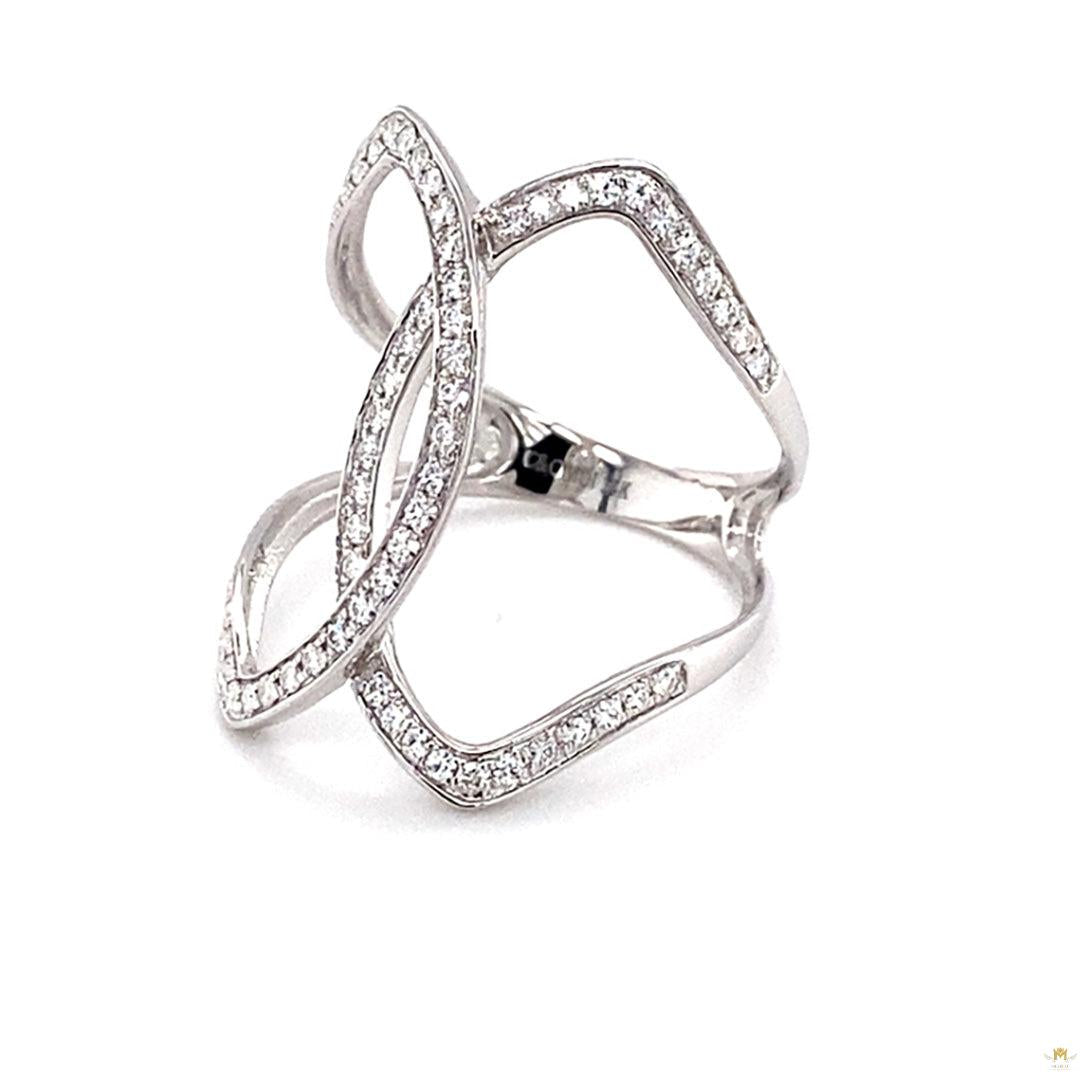 0.41 CTW   Round Near-Colorless Moissanite Statement Ring in 14K White Gold