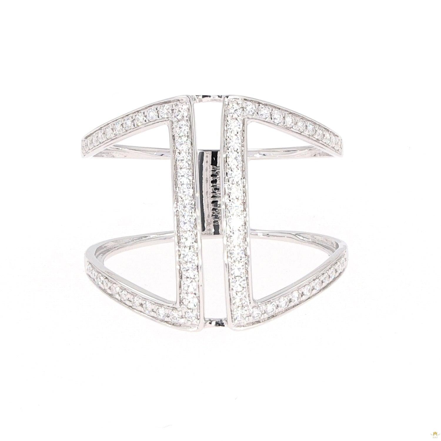 0.34 CTW   Round Near-Colorless Moissanite Statement Ring in 14K White Gold