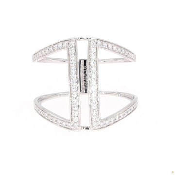 0.34 CTW   Round Near-Colorless Moissanite Statement Ring in 14K White Gold