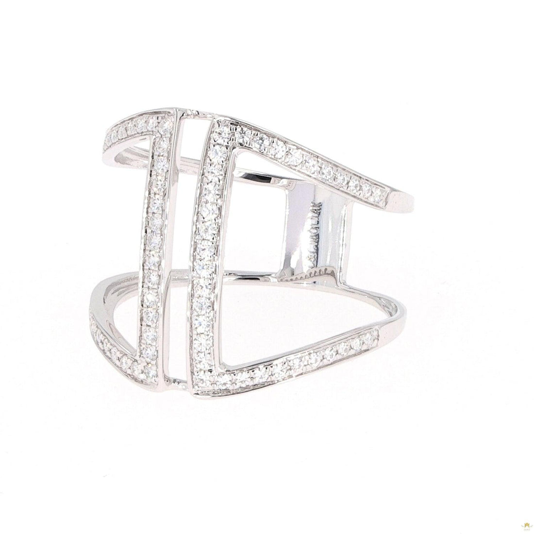 0.34 CTW   Round Near-Colorless Moissanite Statement Ring in 14K White Gold