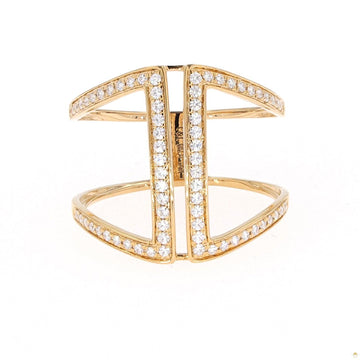 0.34 CTW   Round Near-Colorless Moissanite Open Fashion Ring in 14K Yellow Gold