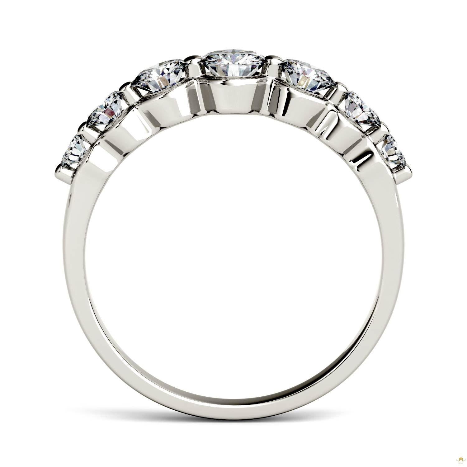 0.87 CTW   Round Moissanite Seven Stone Ring in 14K White Gold